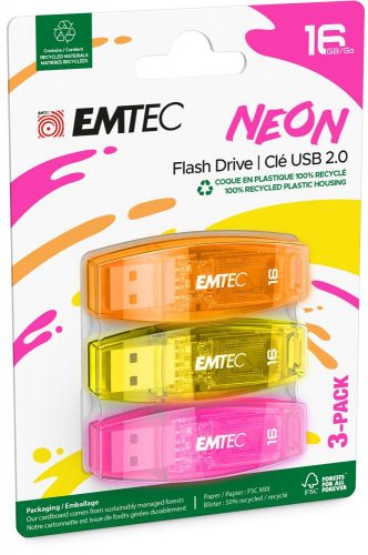 Emtec 16GB C410 Neon USB2.0 Colorful (3db)