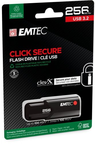 Emtec 256GB B120 Click Secure USB3.2 Black