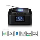 Lenco CR-625BK FM Clock Radio with Bluetooth and wireless charging Black