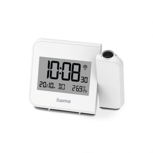 Hama Hvar Projector Alarm Clock Digital Radio-Controlled Alarm Clock Wall or Ceiling Projection White