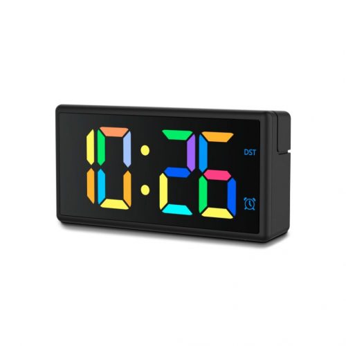 Hama Ibiza Digital Alarm Clock Multi-Colour Display with USB Charging Function Black