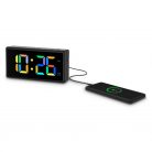 Hama Ibiza Digital Alarm Clock Multi-Colour Display with USB Charging Function Black