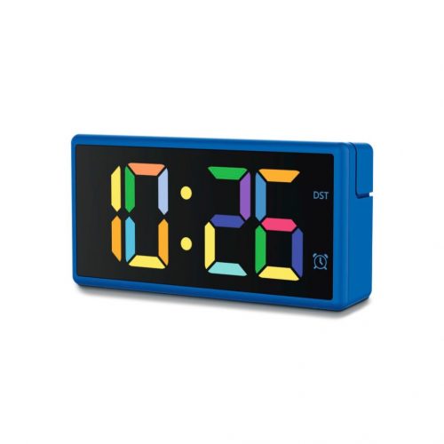 Hama Ibiza Digital Alarm Clock Multi-Colour Display with USB Charging Function Blue