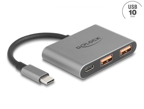 DeLock 3 Port USB Hub 10 Gbps with USB Type-C to 1x USB Type-C + 2x USB Type-A