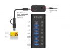 DeLock 7 Port USB Hub with 4 Ports 10 Gbps and 4 Fast Charging Ports with Switch and Illumination