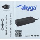 Akyga (AK-ND-08) hálózati laptop adapter 90W tápkábel nélkül 