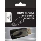 Gembird VGA Jack stereo 3,5mm -> HDMI VGA M/F adapter fekete