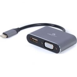   Gembird USB-C -> 1db HDMI 1.4 1db VGA M/F adapter 0.15m szürke