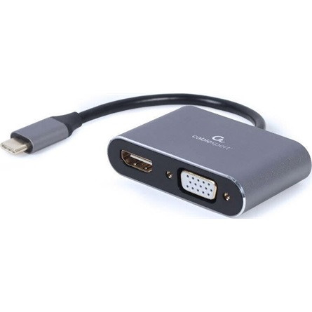 Gembird USB-C -> 1db HDMI 1.4 1db VGA M/F adapter 0.15m szürke