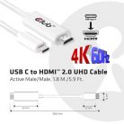 Club3D USB TYPE C 3.1 GEN 1 to HDMI 2.0 kábel 1.8 Meters/  5.9 Feet - Support 4K UHD @ 60Hz