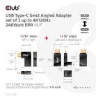 Club3D USB Type-C Gen2 Angled Adapter set of 2 up to 4K120Hz M/F