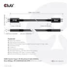 Club3D USB4 Gen3x2 Type-C Bi-Directional Cable 8K60Hz, Data 40Gbps, PD 240W(48V/5A) EPR M/M 2m