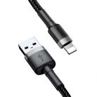 Baseus Cafule USB for iPhone 2.4A 1m gyorstöltő adatkábel, szürke/fekete