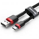 Baseus Cafule USB for Type-C 3A 0.5m gyorstöltő adatkábel, piros/fekete