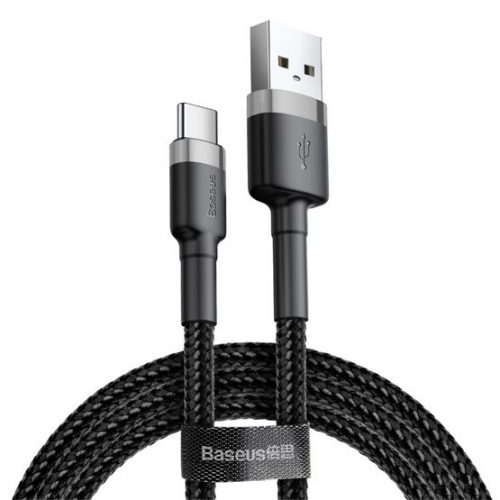 Baseus Cafule USB for Type-C 3A 0.5m gyorstöltő adatkábel, szürke/fekete