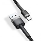 Baseus Cafule USB for Type-C 3A 0.5m gyorstöltő adatkábel, szürke/fekete