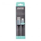 AVAX CB301G STEELY USB A-Type C 60W gyorstöltő, sodorszálas kábel, 3A, acélszürke - 1,5m