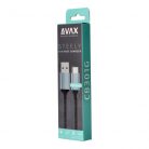 AVAX CB301G STEELY USB A-Type C 60W gyorstöltő, sodorszálas kábel, 3A, acélszürke - 1,5m