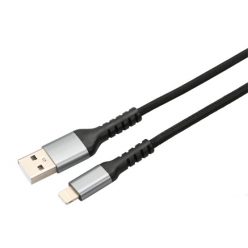   AVAX CB401G STEELY USB A-Lightning 20W gyorstöltő, sodorszálas kábel, 3A, acélszürke - 1,5m