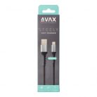 AVAX CB401G STEELY USB A-Lightning 20W gyorstöltő, sodorszálas kábel, 3A, acélszürke - 1,5m