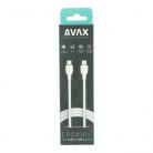 AVAX CB623 CREAMY+ Type C - Type C 60W gyorstöltő kábel, fehér-ezüst - 1,5m