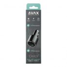 AVAX CC665B CARLY+ USB A + Type C 83W autós töltő, fekete