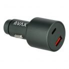 AVAX CC680B CARLY+ USB A + Type C 140W autós töltő, fekete