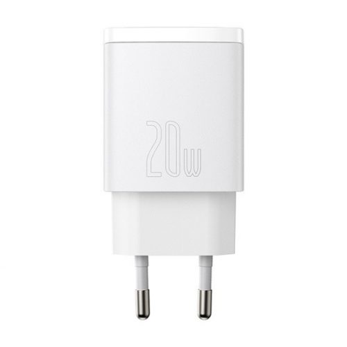 Baseus Compact 20W-os hálózati töltő Type-C, USB-A, fehér