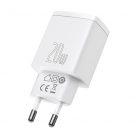 Baseus Compact Quick Charger U+C 20W hálózati gyorstöltő, fehér