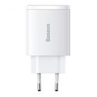 Baseus Compact Quick Charger 2U+C 30W hálózati gyorstöltő, fehér