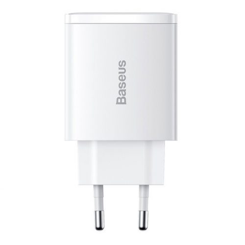 Baseus Compact 30W-os hálózati gyorstöltő Type-C, 2×USB-A, fehér