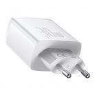 Baseus Compact Quick Charger 2U+C 30W hálózati gyorstöltő, fehér