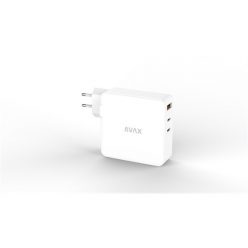   AVAX CH921W PRIME 140W GaN gyors hálózati töltő 2x Type C (PD 3.1)+USB A 30W, fehér