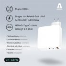 AVAX CH921W PRIME 140W GaN gyors hálózati töltő 2x Type C (PD 3.1)+USB A 30W, fehér