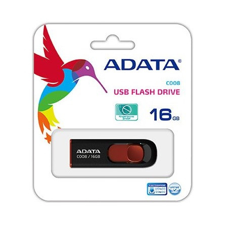 ADATA 16GB C008 USB-A 2.0 pendrive BOX fekete-piros