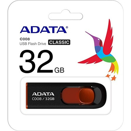 ADATA 32GB C008 USB-A 2.0 pendrive BOX fekete-piros