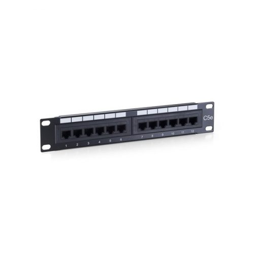 Equip Patch Panel - 208015 (12 port, Cat5e, 1U, árnyékolatlan, fekete)