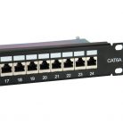 Equip Patch panel - 326625 (24 port, Cat6A, 1U, árnyékolt, fekete)