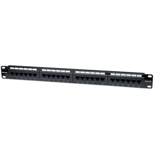 Manhattan Patch panel - CAT5e UTP patch panel, 24 portos, 1U, Fekete