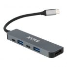 AVAX HB611 CONNECT+ 5in1 Multi HUB Type C - HDMI(4k60Hz), TypeC, 2xUSB 3.0, PD 100W