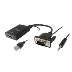 Equip Átalakító - 119038 (VGA to HDMI with Audio, fekete)