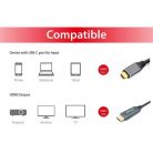 Equip Kábel - 133416 (USB-C to HDMI, apa/apa, 4K/60Hz, aluminium burkolat, 2m)