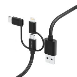   Hama Kábel - 201536 (3in1, Micro USB/USB-C/Lightning, USB 2.0, 1,5m, fekete)