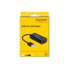 Delock Átalakító - 62595 (USB2.0 -> Lan RJ45, Fekete)