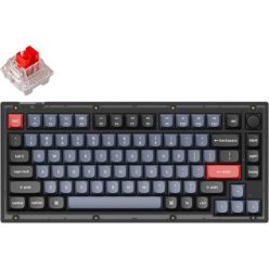   Keychron V1 RGB Frosted Black Knob USB angol Hot-swap K Pro Red mechanikus billentyűzet