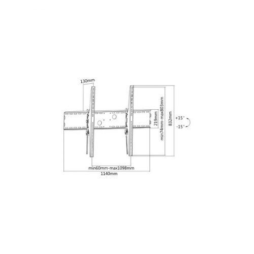 Equip TV Fali konzol - 650322  (60"-100", Max.: 100kg, dönthető, fekete)