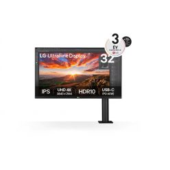   LG Monitor 32" Ergonomic - 32UN880K-B (IPS; 16:9; 4K 3840x2160; 5ms; 350cd; HDMIx2; DP; USB-C; Hangszóró, Pivot)