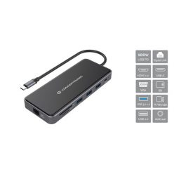   Conceptronic Notebook Dokkoló - DONN15G (USB-C to 2xHDMI+VGA+USB-C PD:100W+3xUSB-A+RJ-45+SD/TF+AUX)