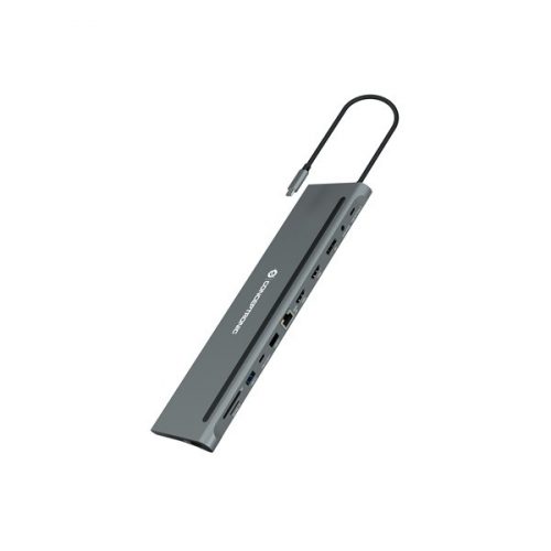 Conceptronic Notebook Dokkoló - DONN17G (USB-C to HDMI/DP/USB-C PD/USB-C data/USB 3.0/USB 2.0/SD/TF/GbE/AUX)