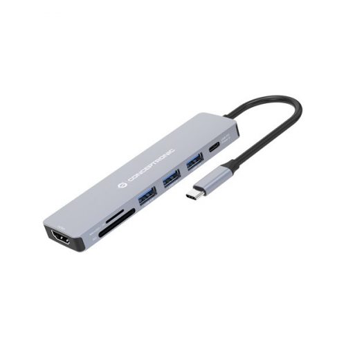 Conceptronic Notebook Dokkoló - DONN18G (USB-C to HDMI/USB-C PD/USB 3.0/SD/TF)